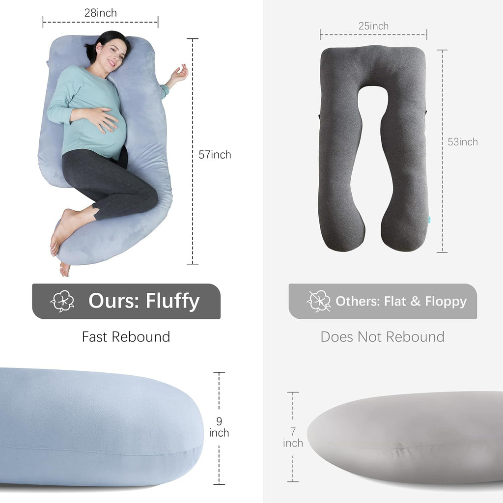 Moonpark MOON PARK Pregnancy Pillows for Sleeping - Non Compressed Packaging, U Shaped Full Body Maternity Pillow with Removable Cover - Su…