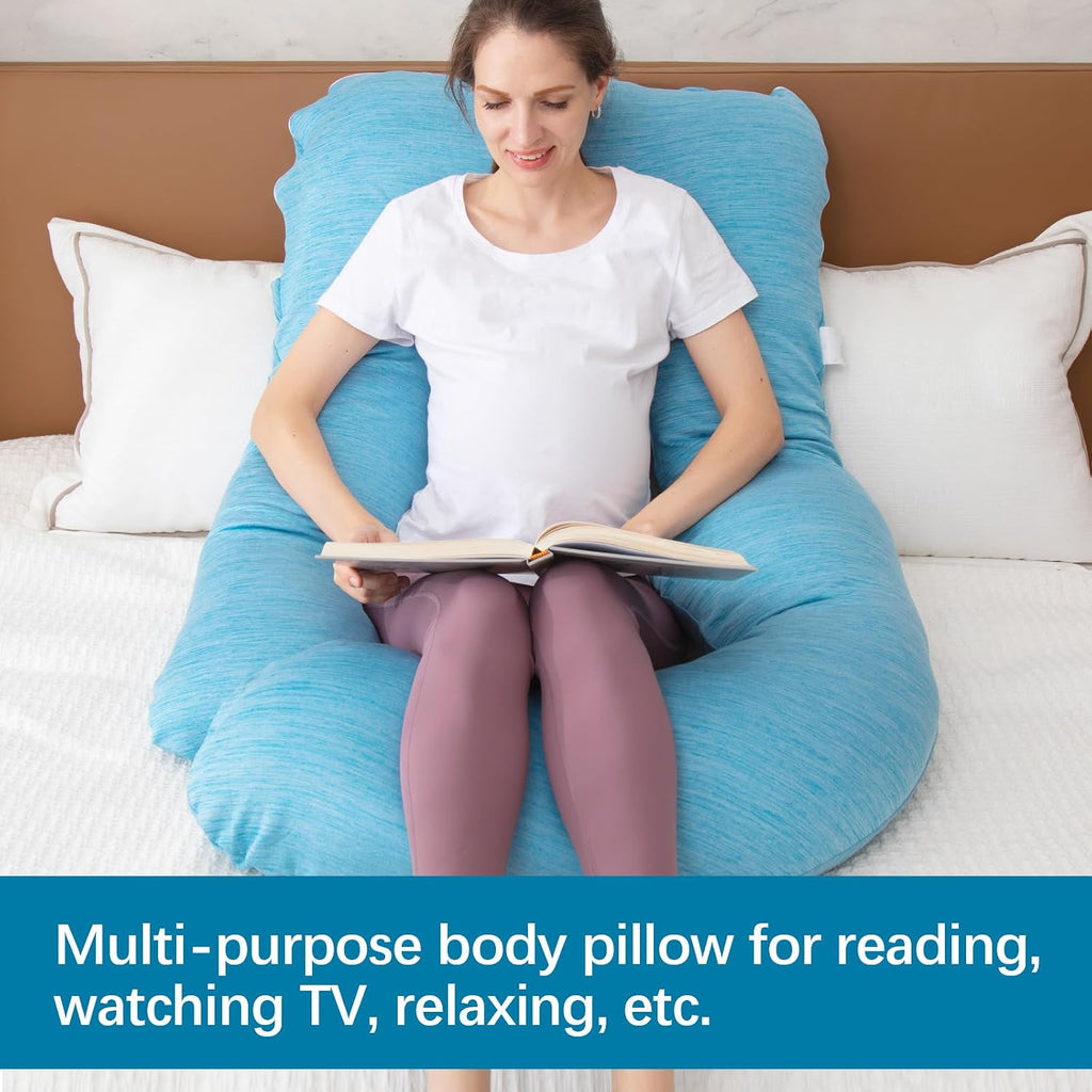 Moonpine MOON PINE Pregnancy Pillow, U Shaped Full Body Pillow for Maternity Support, Sleeping Pillow with Cover for Pregnant Women (Light…