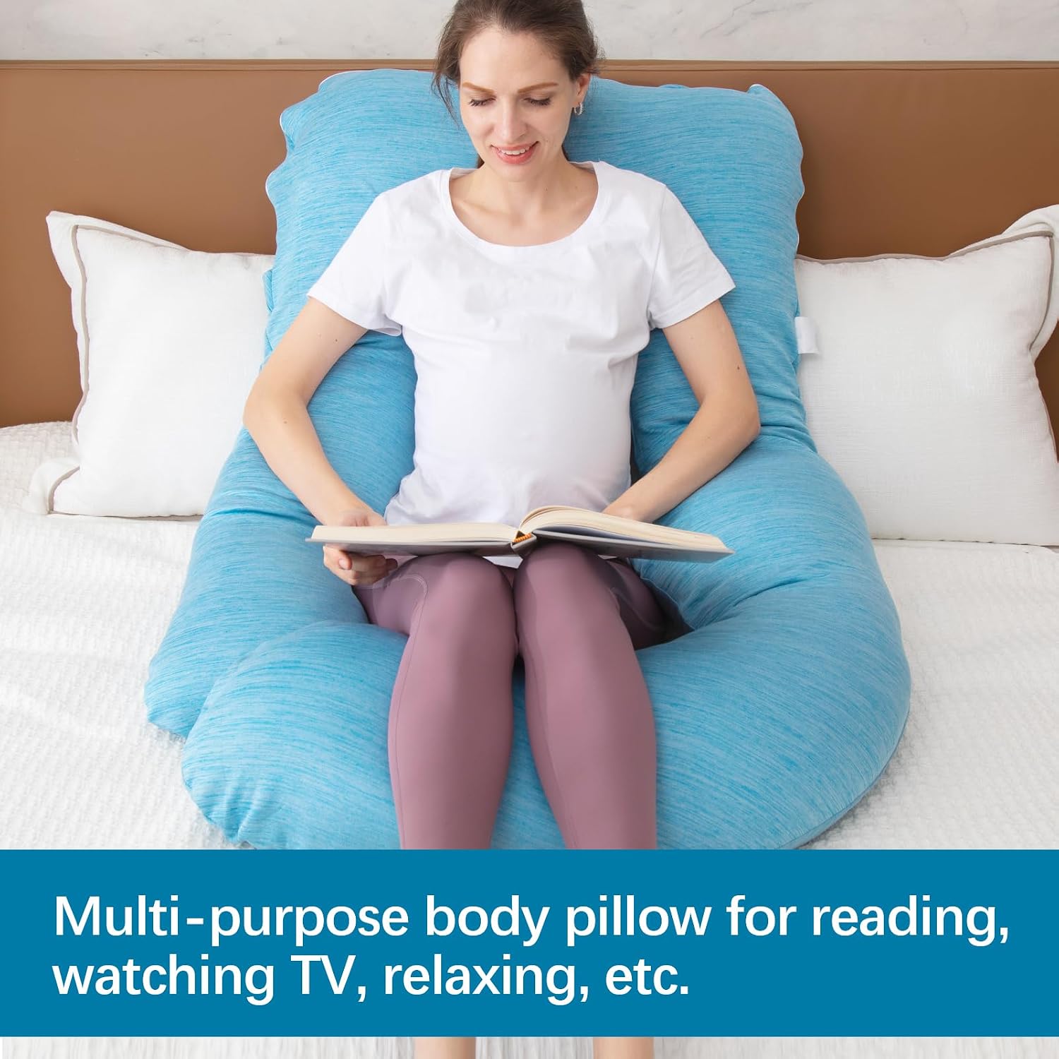 Moonpine MOON PINE Pregnancy Pillow, U Shaped Full Body Pillow for Maternity Support, Sleeping Pillow with Cover for Pregnant Women (Light…