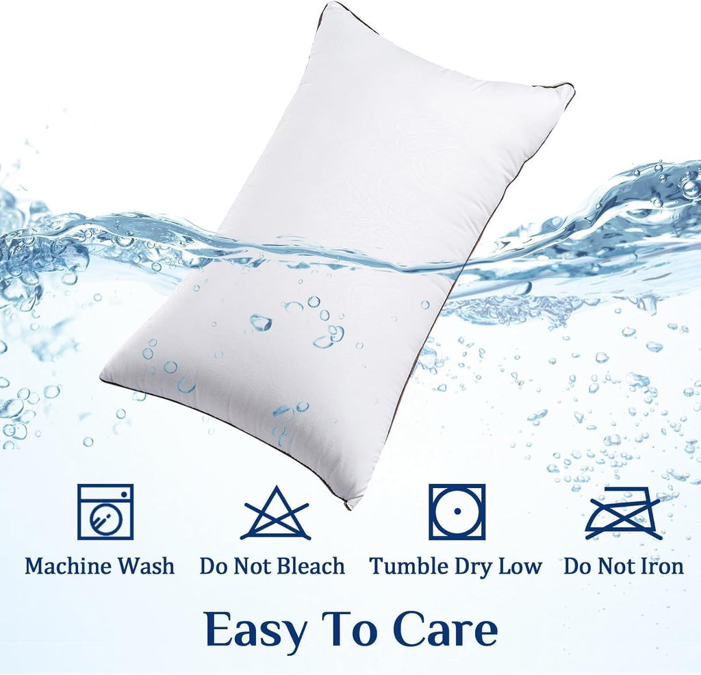 JOLLYVOGUE Bed Pillows Standard Size Set of 4, Cooling and Supportive Full Pillow 4 Pack with Down Alternative Filling for Side and Back…