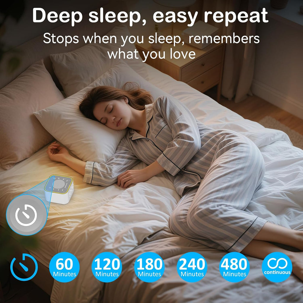 EnjoyNow Wkzay White Noise Sound Machine: 30 Non-Looping Sleep Sound relaxation for Adults - Noise Canceling for Bedroom, Adjustable…