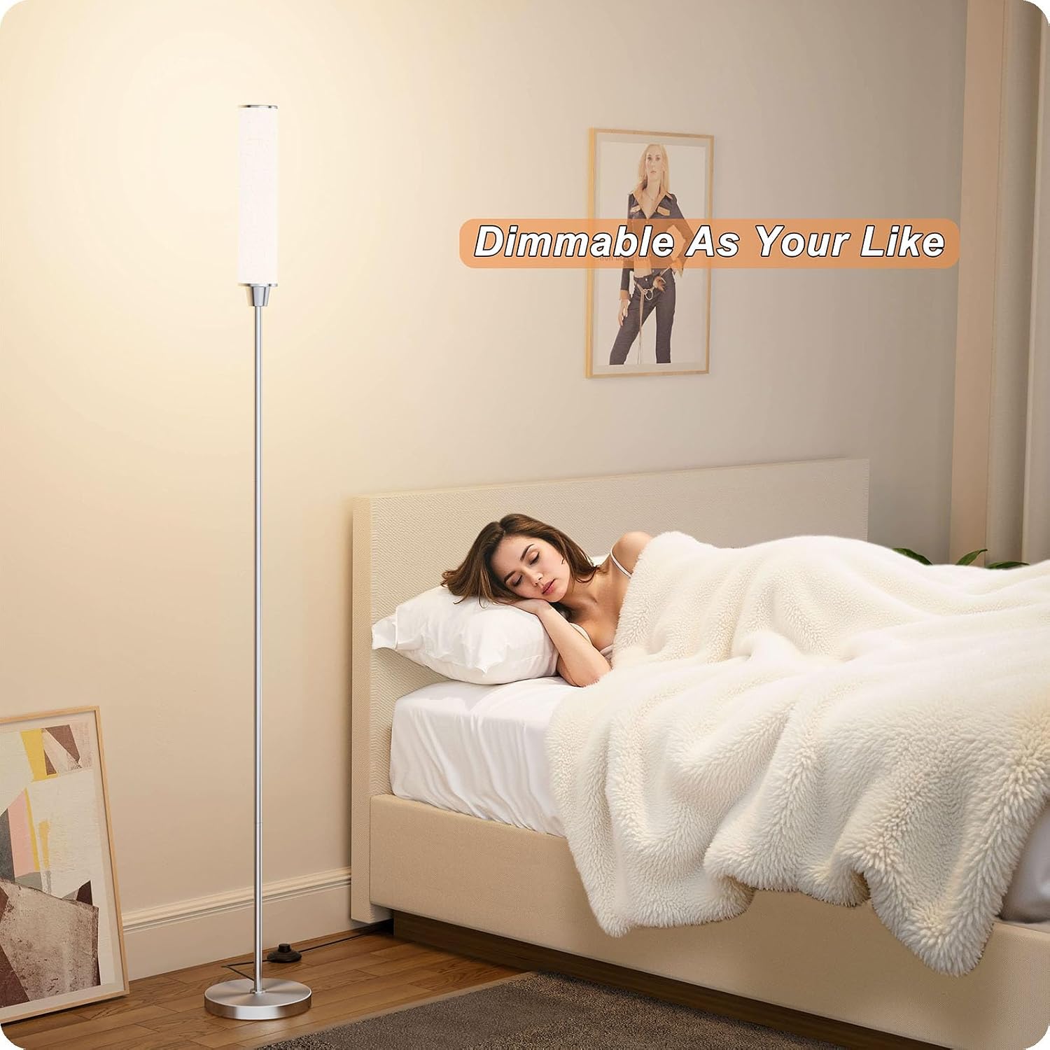 Nukanu Floor Lamp with Remote Control, Floor Lamps for Living Room/Bedroom/Office, Stepless Adjustable 3000K-6000K Colors and 10-100%…