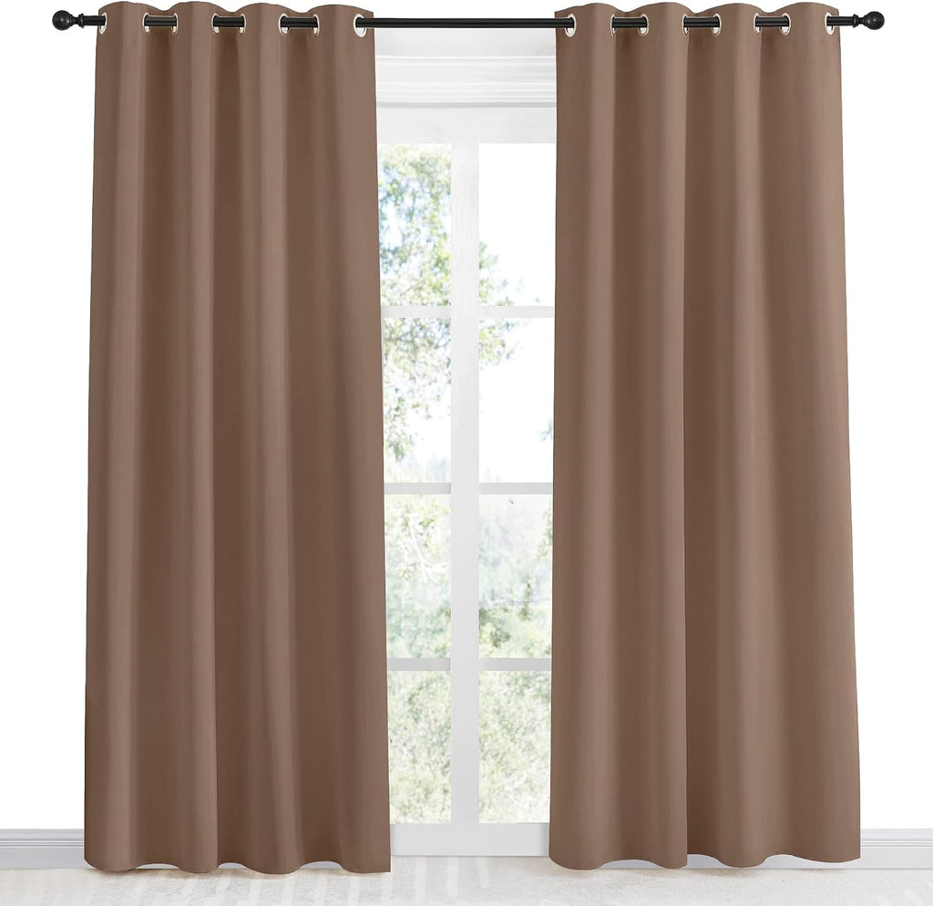 NICETOWN Grommet Top Blackout Curtain Panel, 55 inches Wide by 86 inches Long, 1 Piece, Cappuccino Color, Thermal Insulated Room…