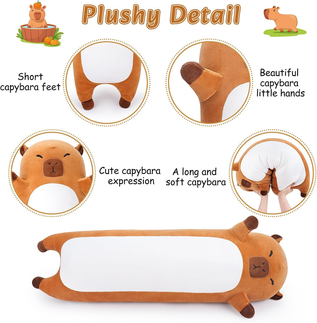 Large Capybara Stuffed Animal,33.5” Long Capybara Plush, Cute Plushies Animal Body Pillow, Kawaii Big Plush Toy Animals Gifts, Animals…