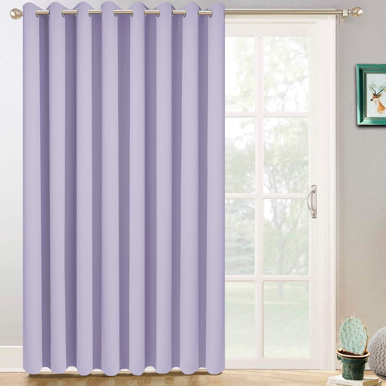 Yakamok Extra Wide Blackout Curtain for Sliding Glass Door, Grommet Thermal Insulated Room Divider Curtain 100W x 84L inch, Room…