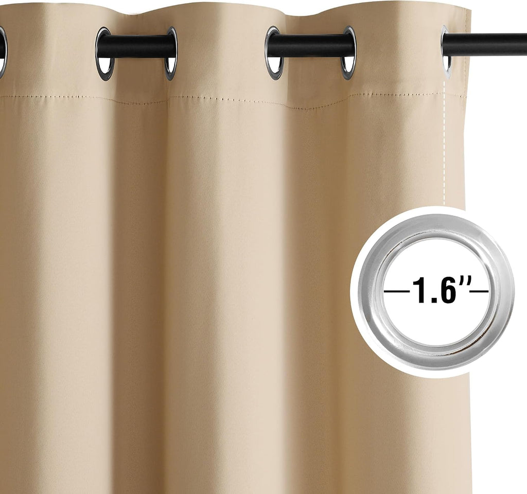 Nicetown Room Darkening Draperies Curtains Panels, 2 Panels Biscotti Beige W52 x L96 silver