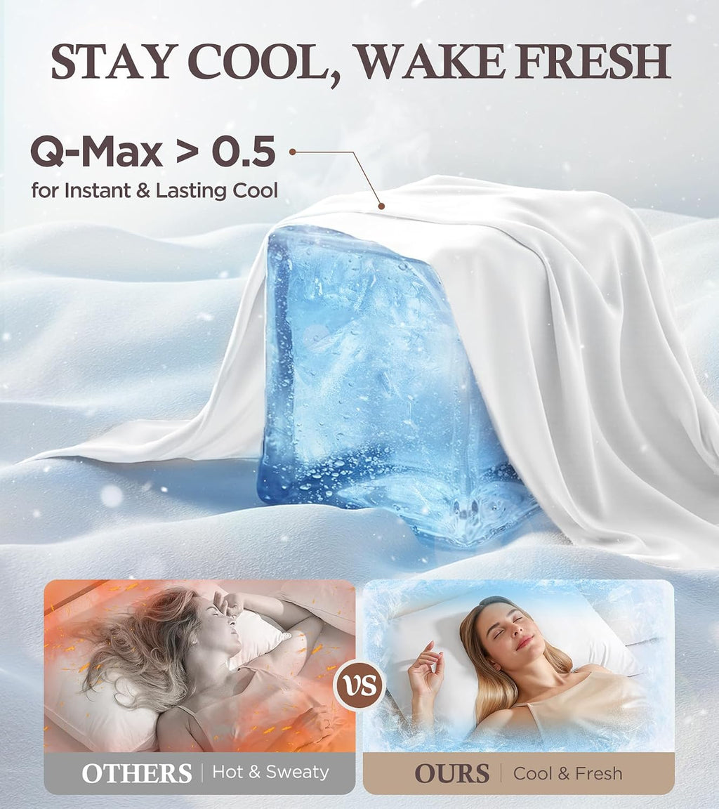 Rifens Instant Chill Cooling Pillowcase for Hot Sleepers, 2% HA Infused Pillowcase Hydrates Skin & Hair, Reduces Wrinkles & Frizz, Softer T…