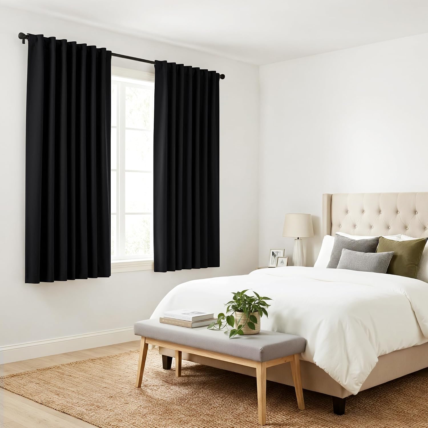 Ponydance PONY DANCE Black Short Curtains for Bathroom Window, Half Drapes for Kitchen Window, loft Thermal Insulated Curtain Tiers for Bed…