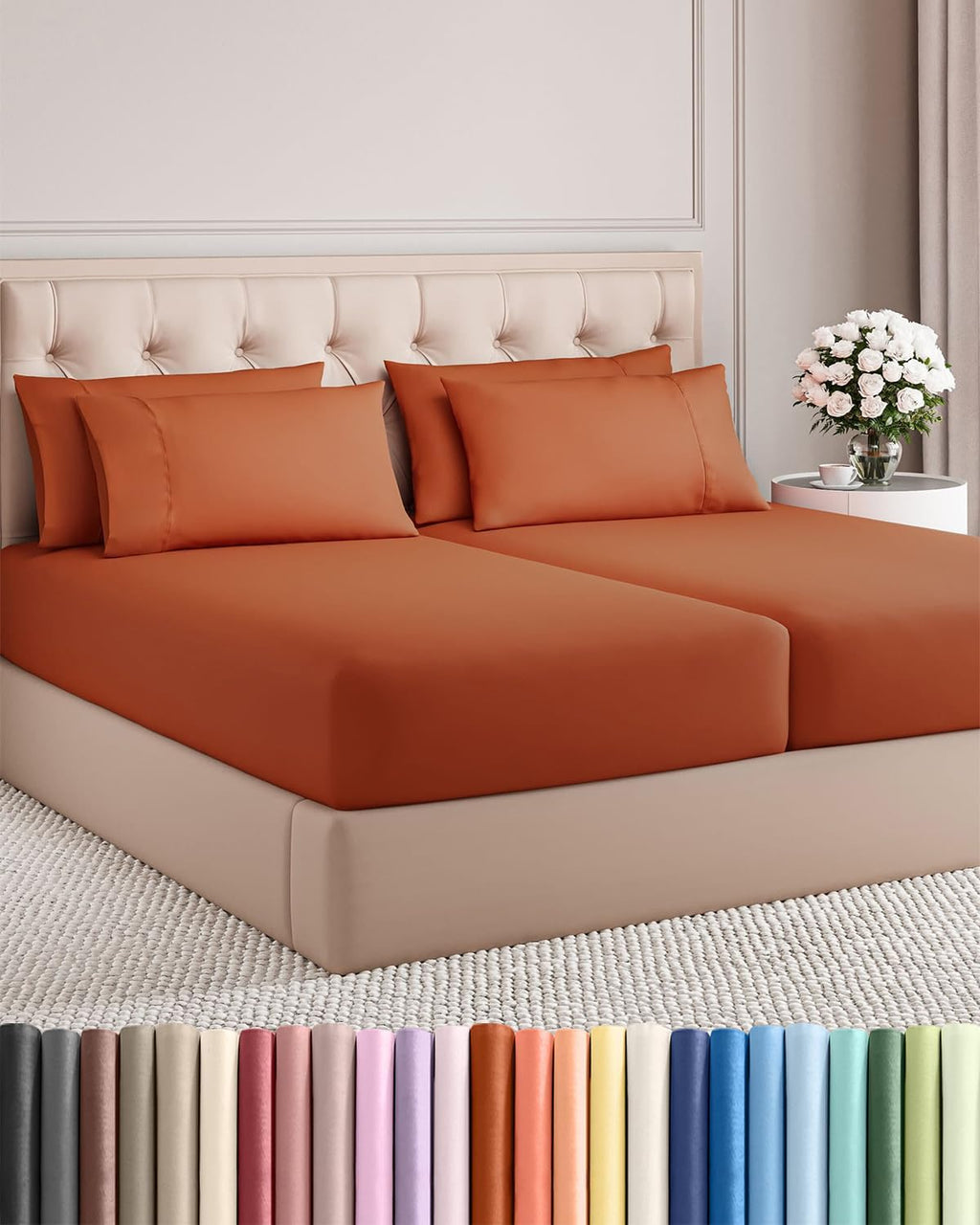 Split King 7 Piece Sheet Set - Comfy, Breathable & Cooling - Soft Hotel Luxury Bedding for Women, Men, Kids, Teens & Children - 1 Flat &…