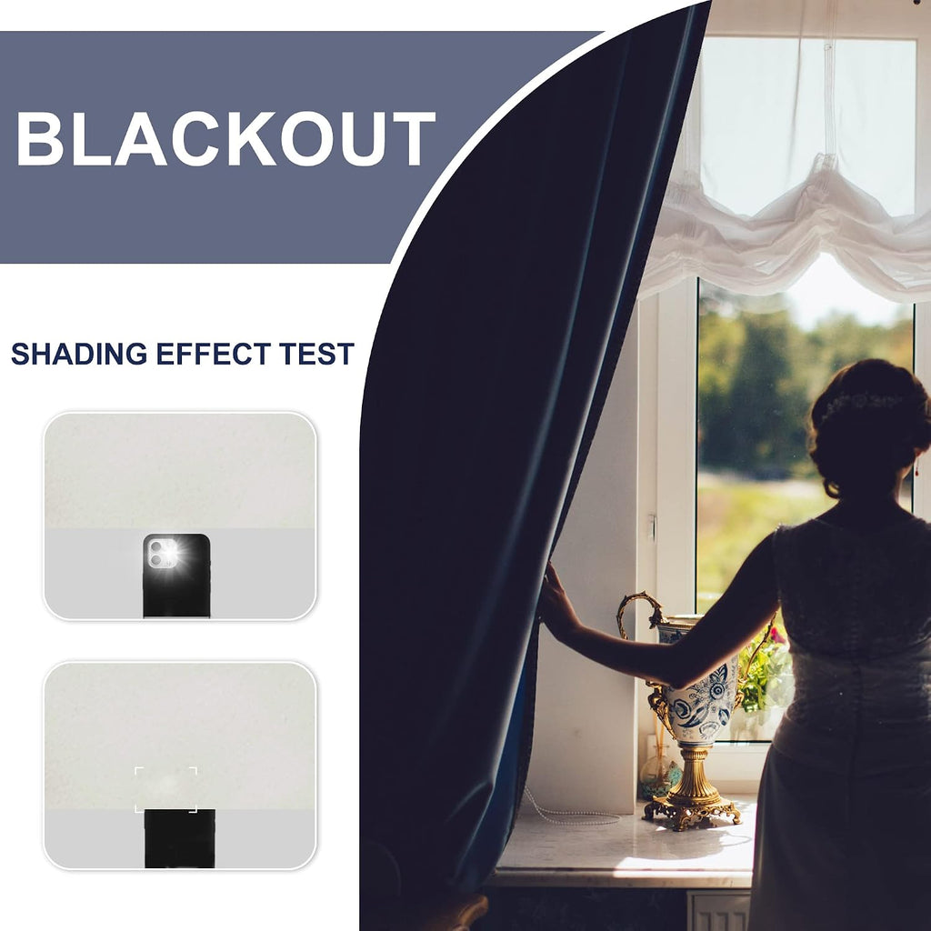 Jiuzhen Blackout Curtains for Bedroom - Thermal Insulated Room Darkening Noise Reducing, 42 x 45 Inch Length Curtains for Living Room, Set…