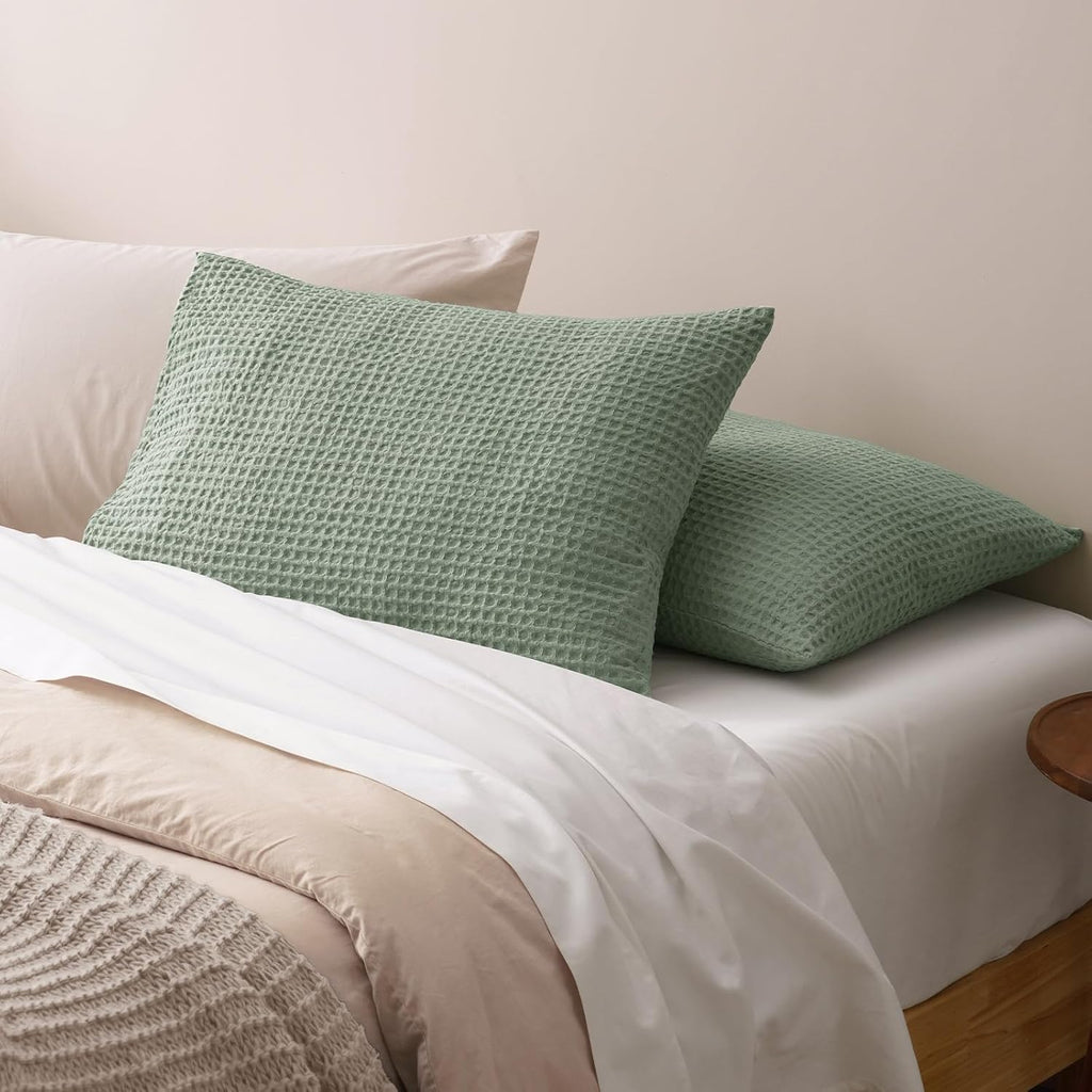 Phf Ultra Soft Waffle Weave Pillow Shams Standard Size, No Insert, 2 Pack 20" x 26" Pillowcases, Breathable & Skin-Friendly Pillow Cases, St…