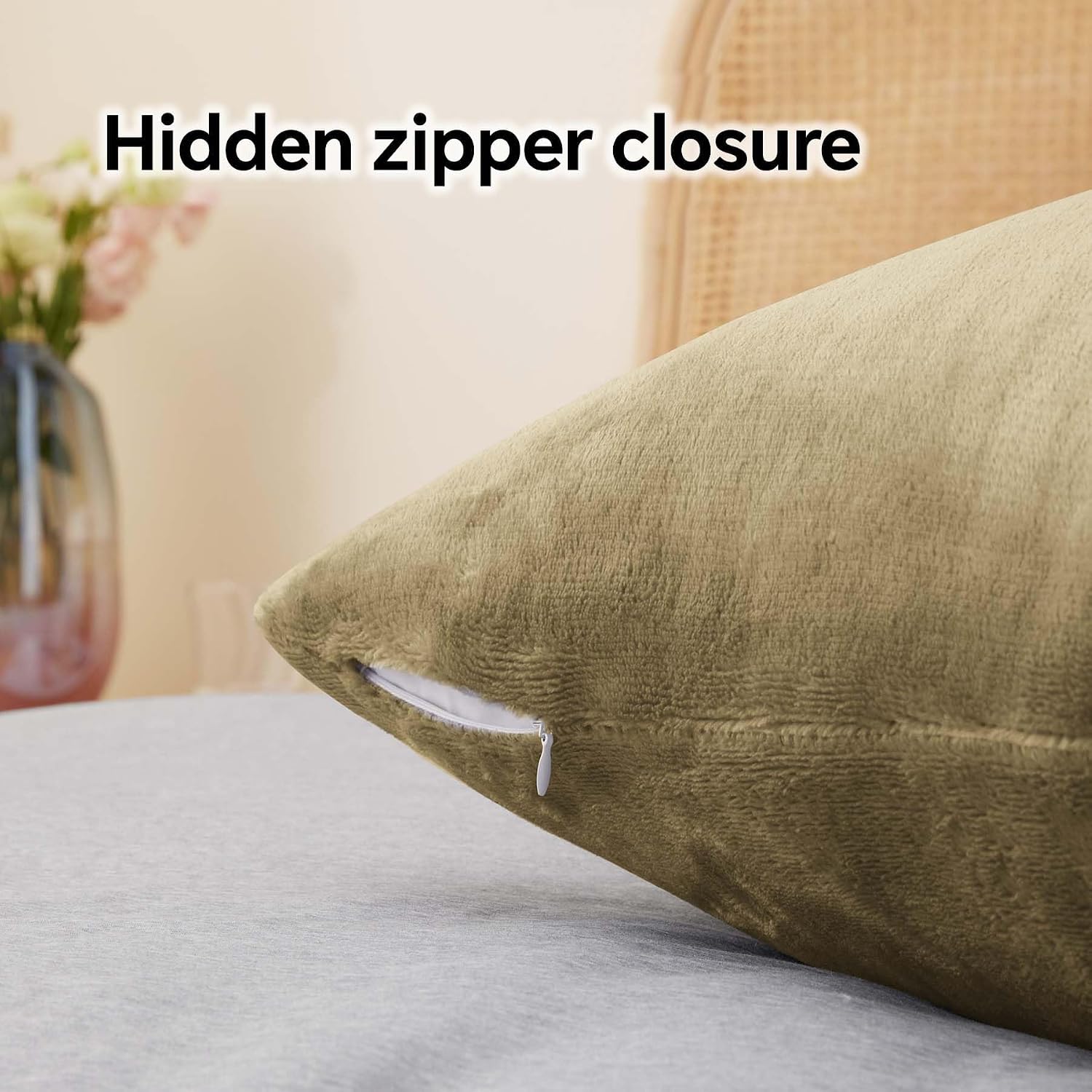 Bedelite Flannel King Size Pillow Cases Set of 2, Super Soft Fleece Pillowcases with Zipper for Bedroom, Sofa, Couch, Luxury Cozy Fuzzy Velv…