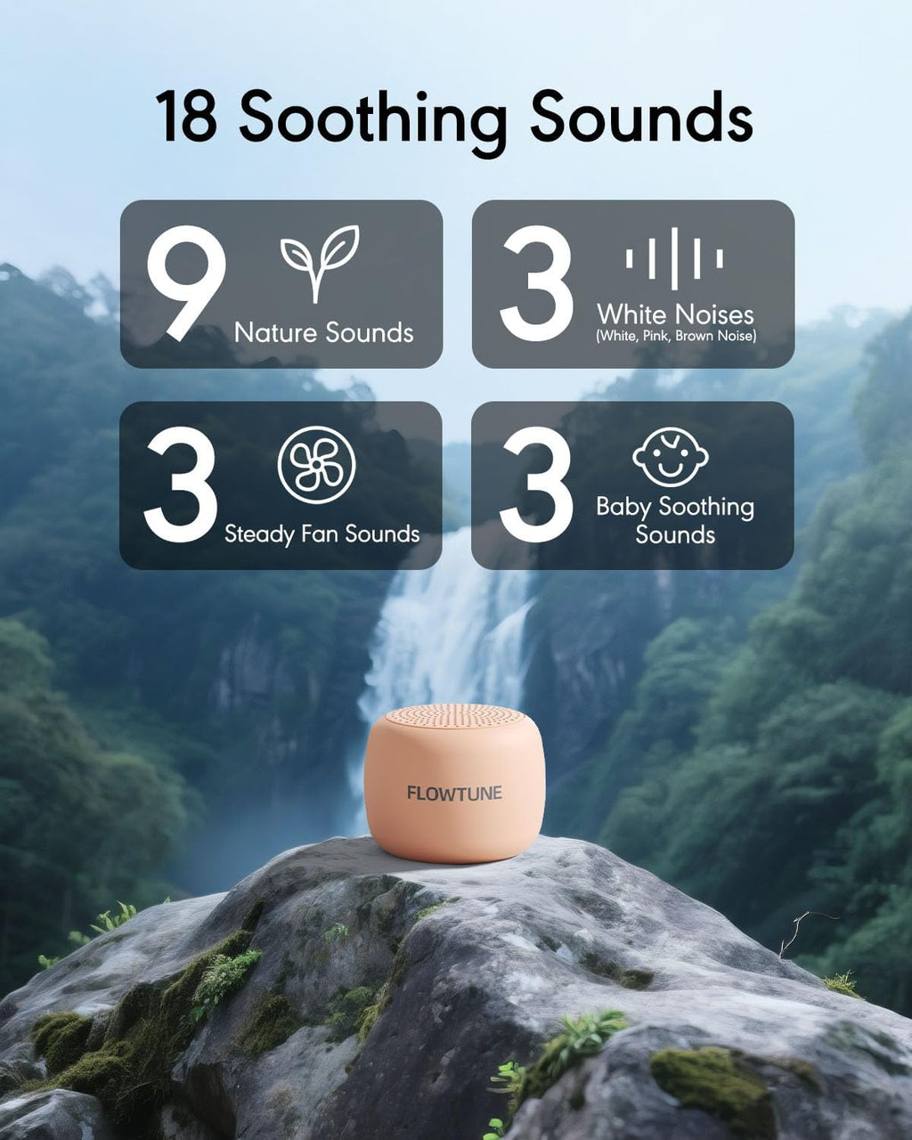 Sound Machine Flowtune White Noise Machine for Baby Adults, Mini Portable Sound Machine for Travel, 6H Timer, 18 Soothing Sleep Sounds…