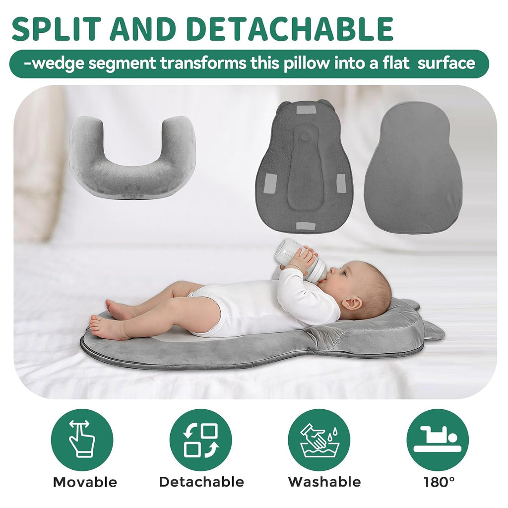 Rootling Baby Feeding Pillow, Anti Overflow Feeding Pillow for Reducing Spit-Up, Safety Nursing Pillow, Baby Lounger Reflux Wedge…