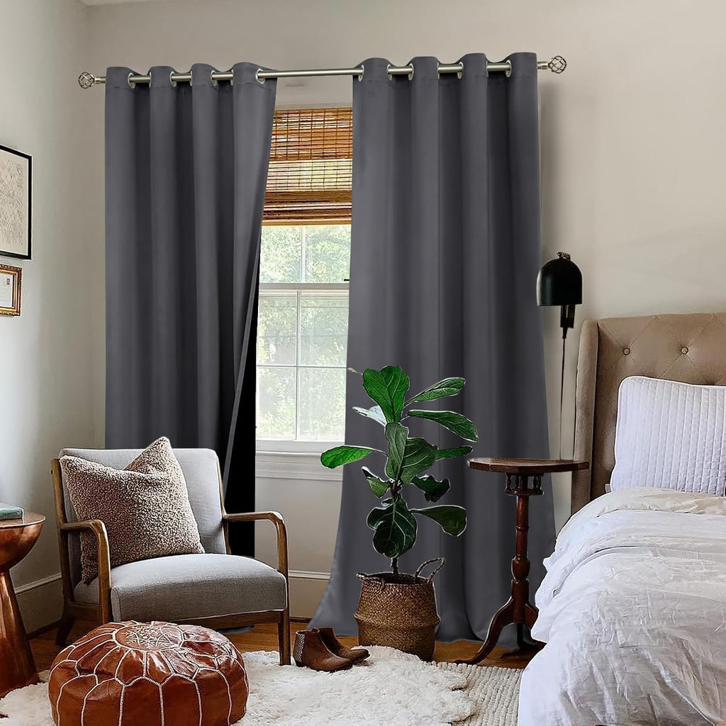 BGment 100% Blackout Curtains 108 Inch Long 2 Panles Set, Thermal Insulated Total Light Locking Soundproof Grommet Curtains & Drapes for Li…