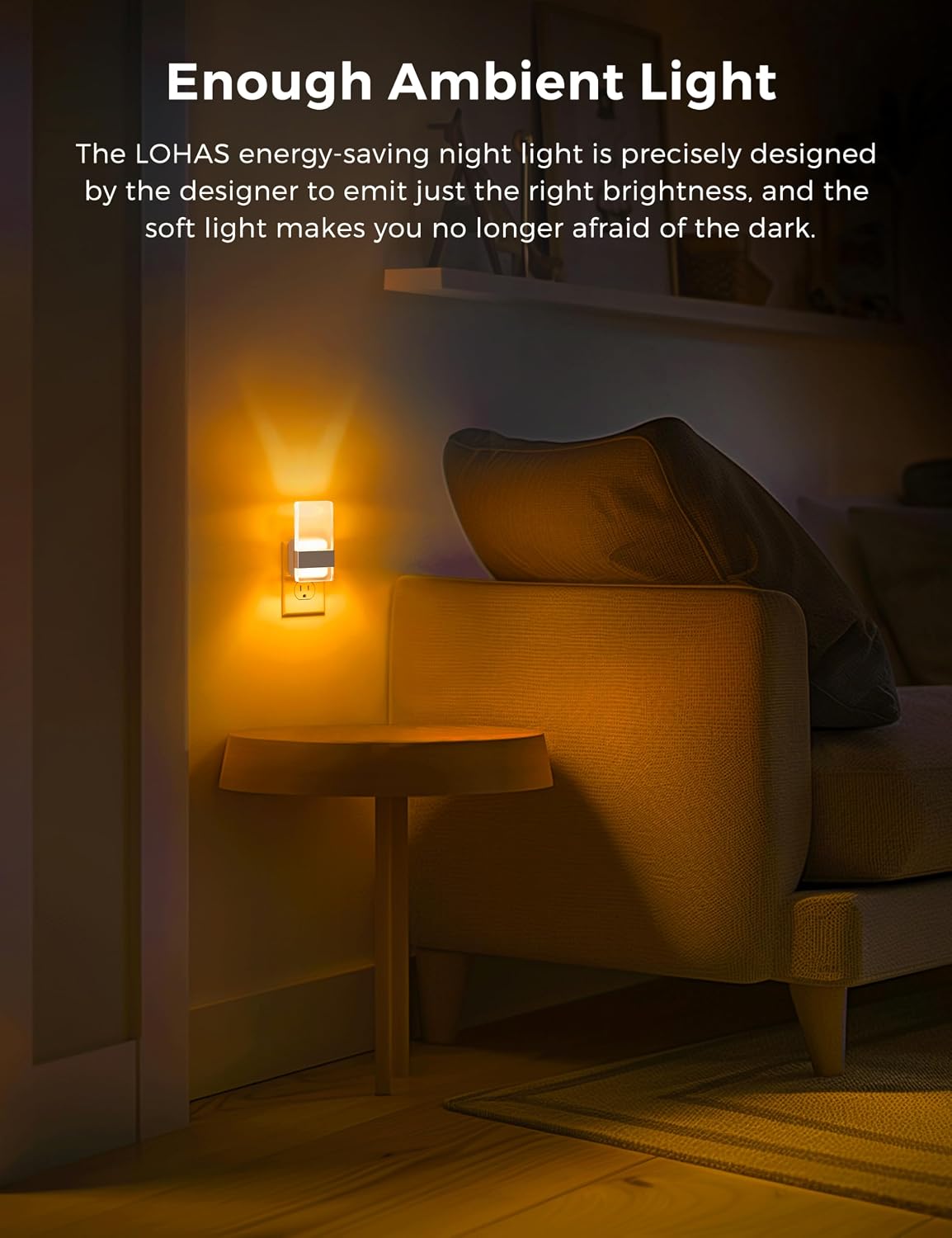 L LOHAS LED Night Light, Amber Night Lights Plug Into Wall, 2 Pack Dusk-to-Dawn Sensor Decorative Night Light, 0-100LM Dimmable…