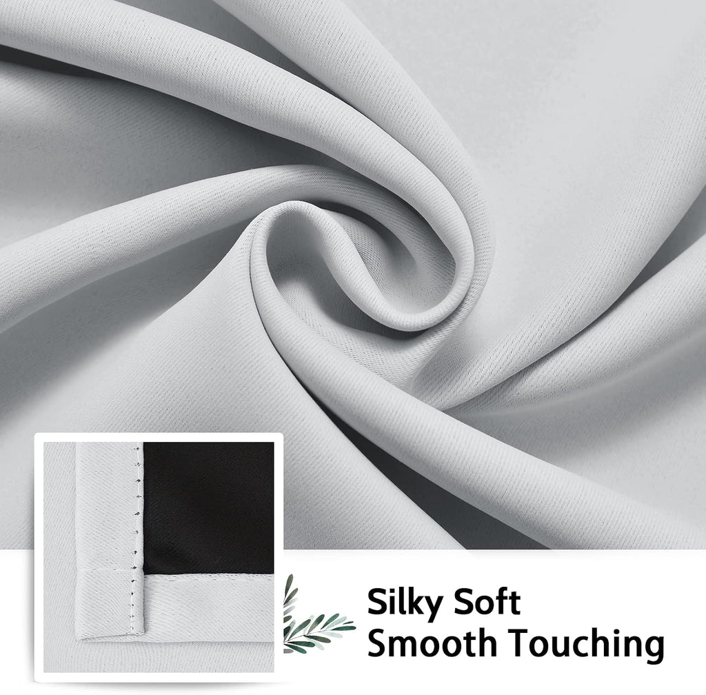 SimpleHome 100% Blackout Curtains for Bedroom, Thermal Insulated Grommet Window Drapes Room Darkening White Curtains for Living Room with Bl…
