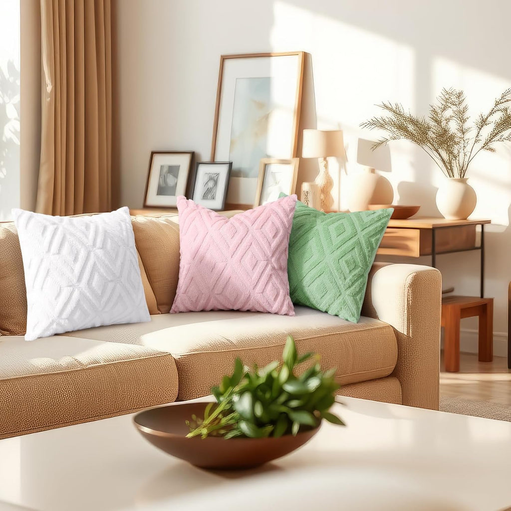 decorUhome Summer Couch Euro Sham Throw Pillow Covers 26x26 Set of 2, Decorative Soft Plush Faux Fur Wool Accent Pillow Covers for Modern F…