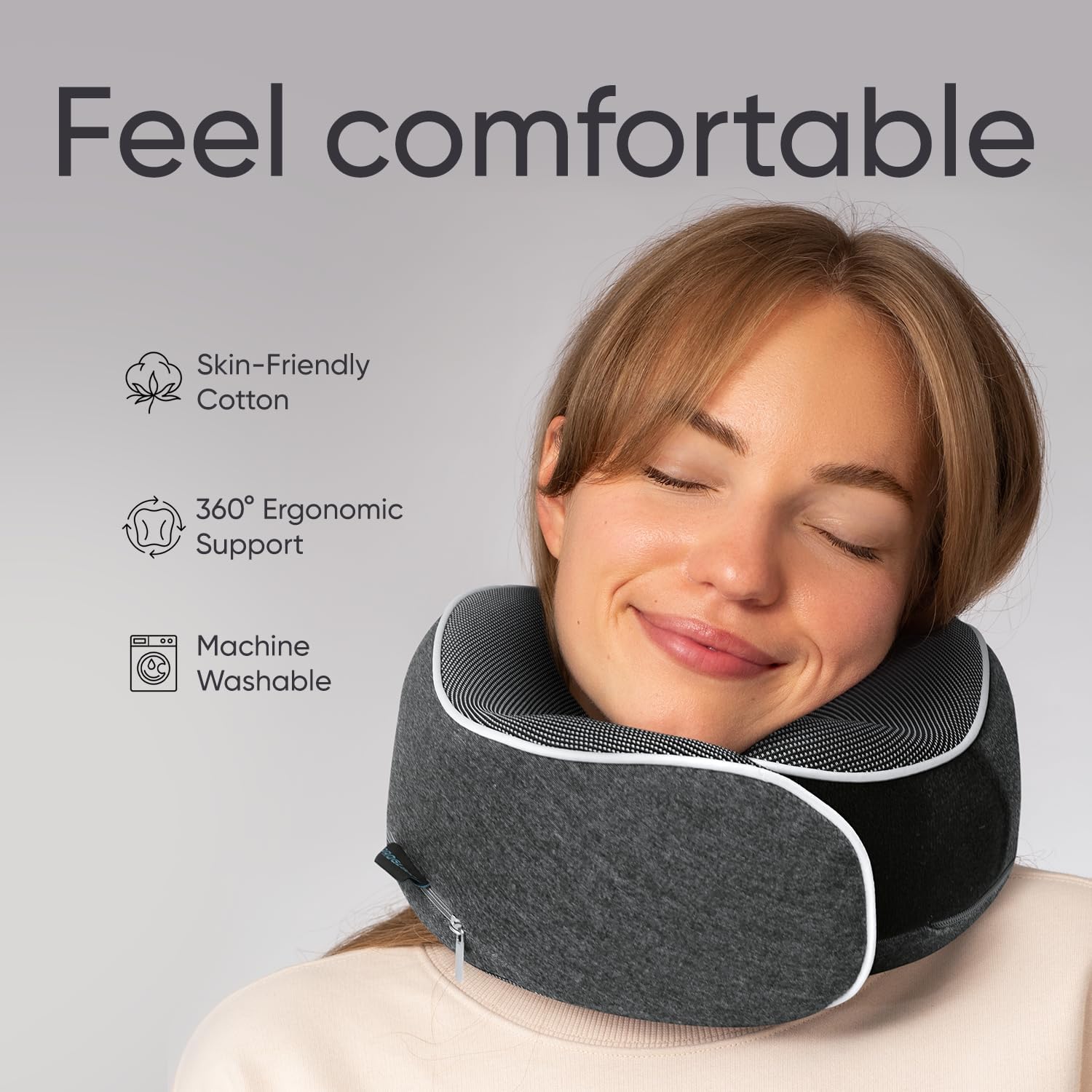 Proglobe Travel Neck Pillow 100% Memory Foam – Airplane & Car Travel Essentials Kit with 3D Eye Mask, Earplugs & Mesh Bag – Sleeping…