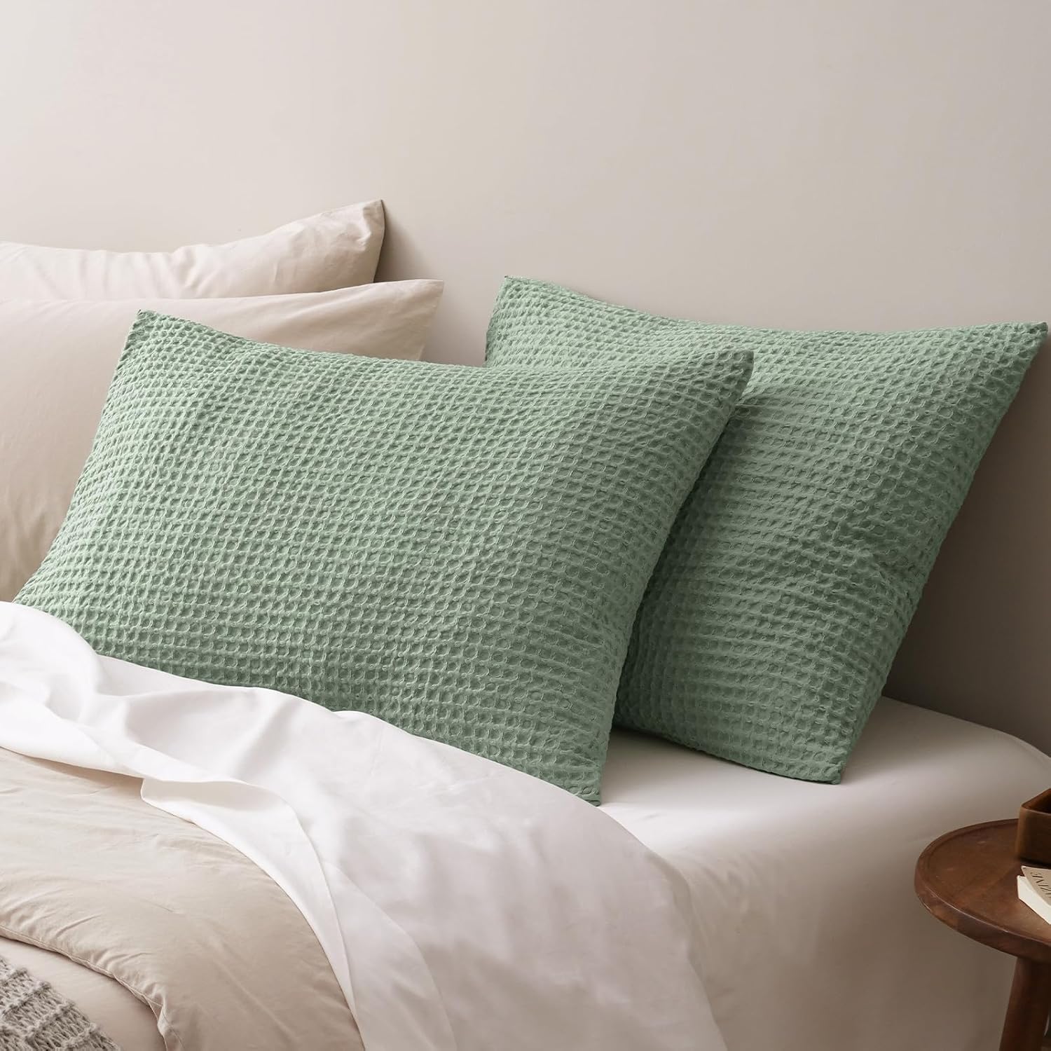Phf Ultra Soft Waffle Weave Pillow Shams Standard Size, No Insert, 2 Pack 20" x 26" Pillowcases, Breathable & Skin-Friendly Pillow Cases, St…