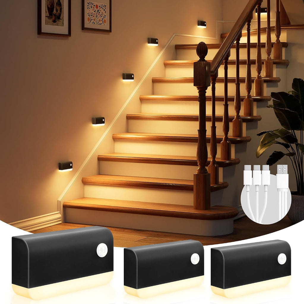 VOLISUN Motion Sensor Night Light, Rechargeable Stair Lights Indoor, Battery Operated Night Light for Hallway, Stairway, Bathroom…