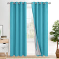 Xwzo Complete Blackout Shades Window Curtain Panels with Tiebacks - Noise Reduction and Full Light Blocking Grommet Curtains with Black Lin…