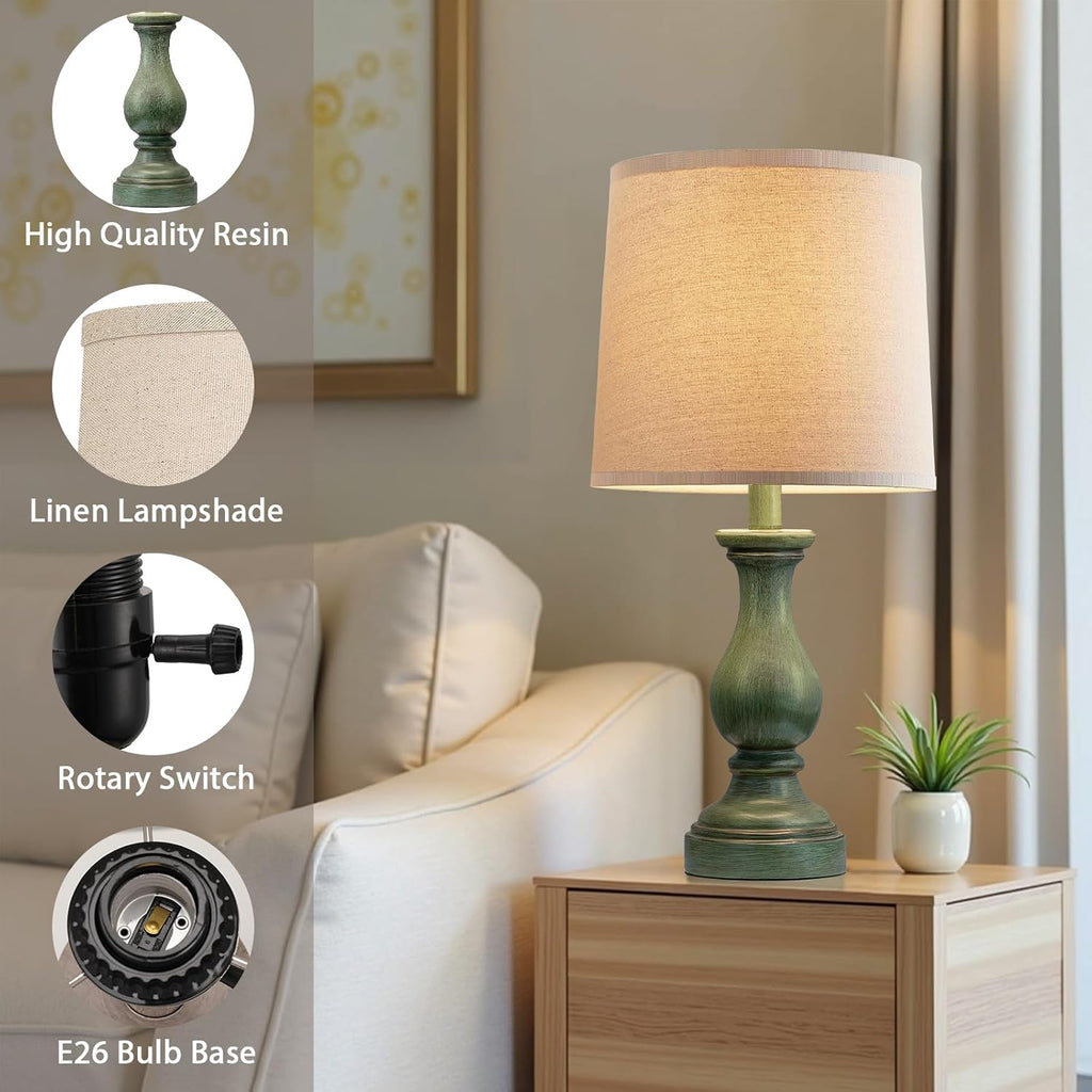 Seealle Farmhouse Table Lamps Set of 2 - Rustic Lamp for Bedroom Living Room, 22" Boho Bedside Lamps for Night Stands End Table Office…