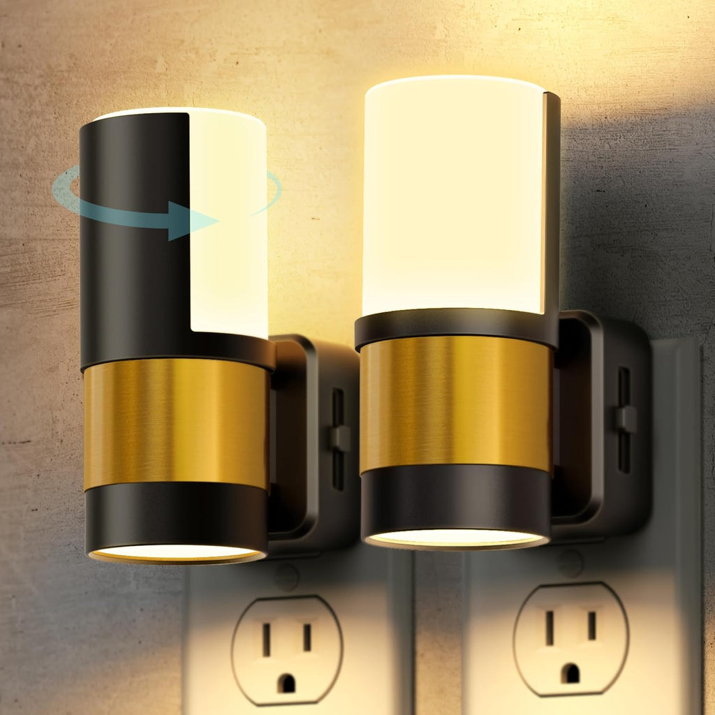 Briignite Night Lights Plug into Wall, 2 Pack Dimmable LED Night Light, Dusk to Dawn Sensor, 360° Rotation, 3000K Soft White 0-100LM…