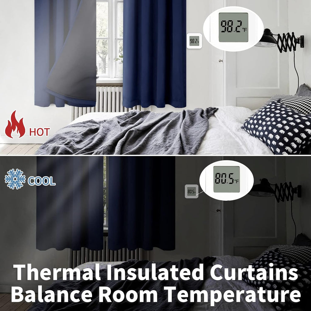 BGment Thermal Insulated 100% Blackout Curtains for Bedroom with Black Liner, Double Layer Full Room Darkening Noise Reducing Rod Pocket…