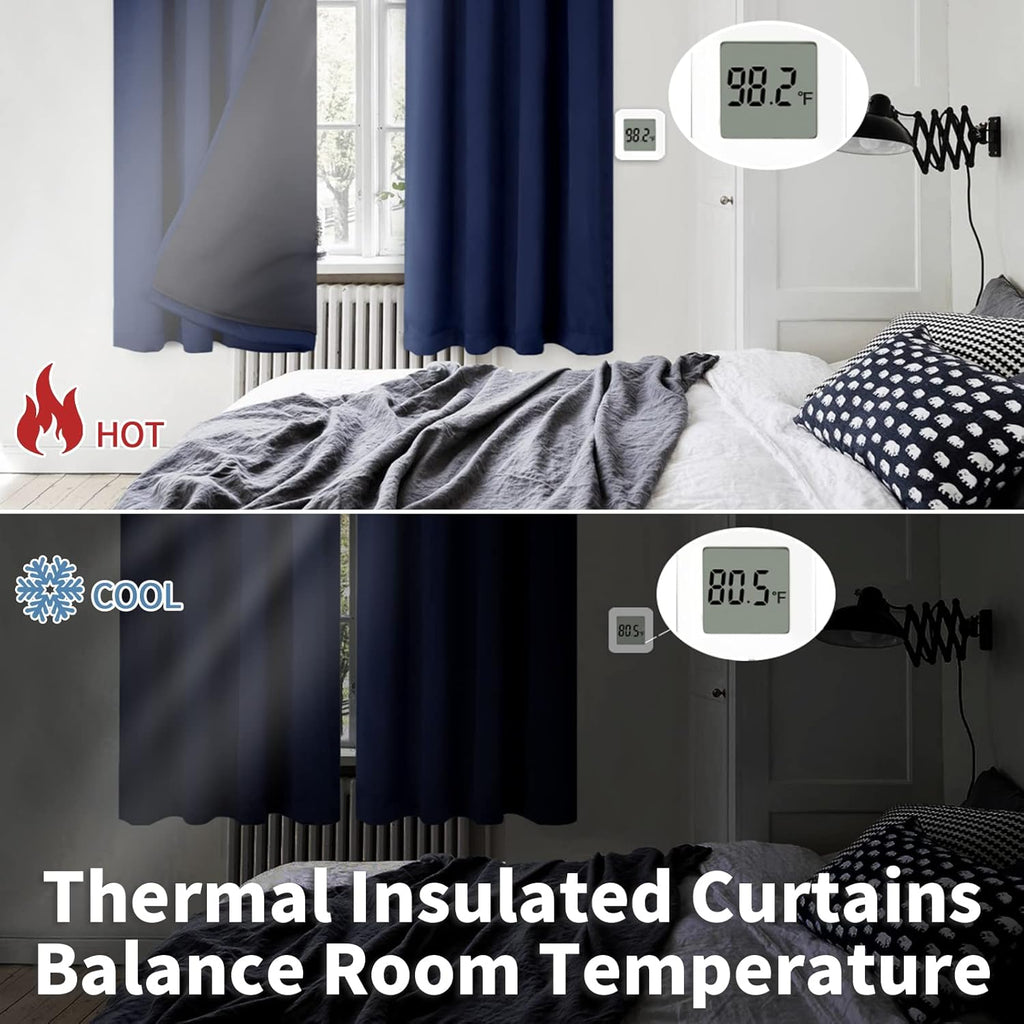 BGment Blackout Curtains for Bedroom 90 Inch Length, Rod Pocket 100% Blackout Curtains with Thermal Liner Room Darkening Curtains for…