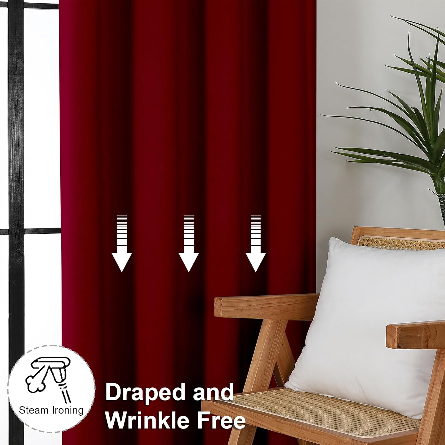 Simplebrand Red Blackout Curtains for Bedroom 96 Inches Long 2 Panels, Solid Thermal Insulated, Energy Saving Living Room Window Treatment…