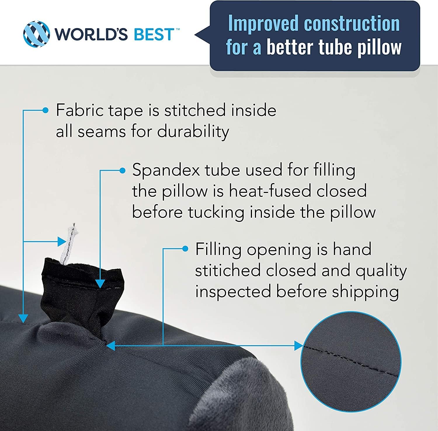 Wolf Essentials Microbead Bolster Tube Travel Pillow - Compact Neck Roll Pillow for Airplane, Car, or Home - Soft Lumbar Support Pillow…