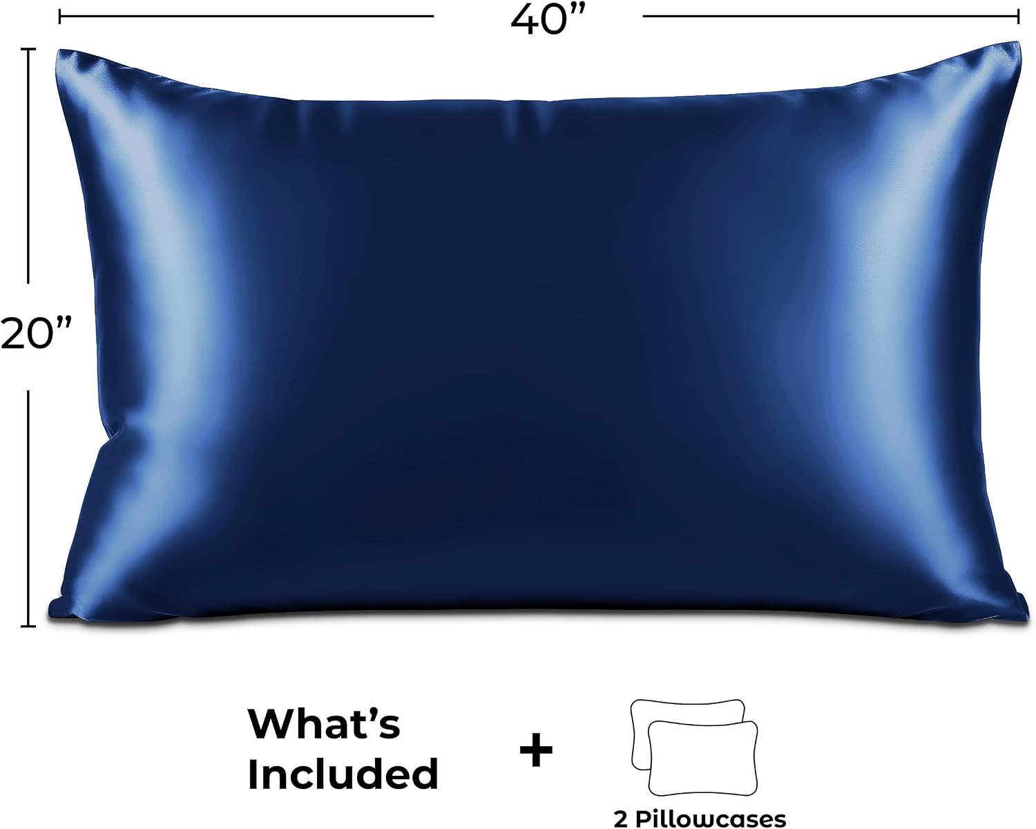 PureBedding Pure Bedding Satin Pillowcase 2 Pack - King Size (20"x40", Navy) - Silky Pillow Cases for Hair and Skin - Satin Pillow Covers w…