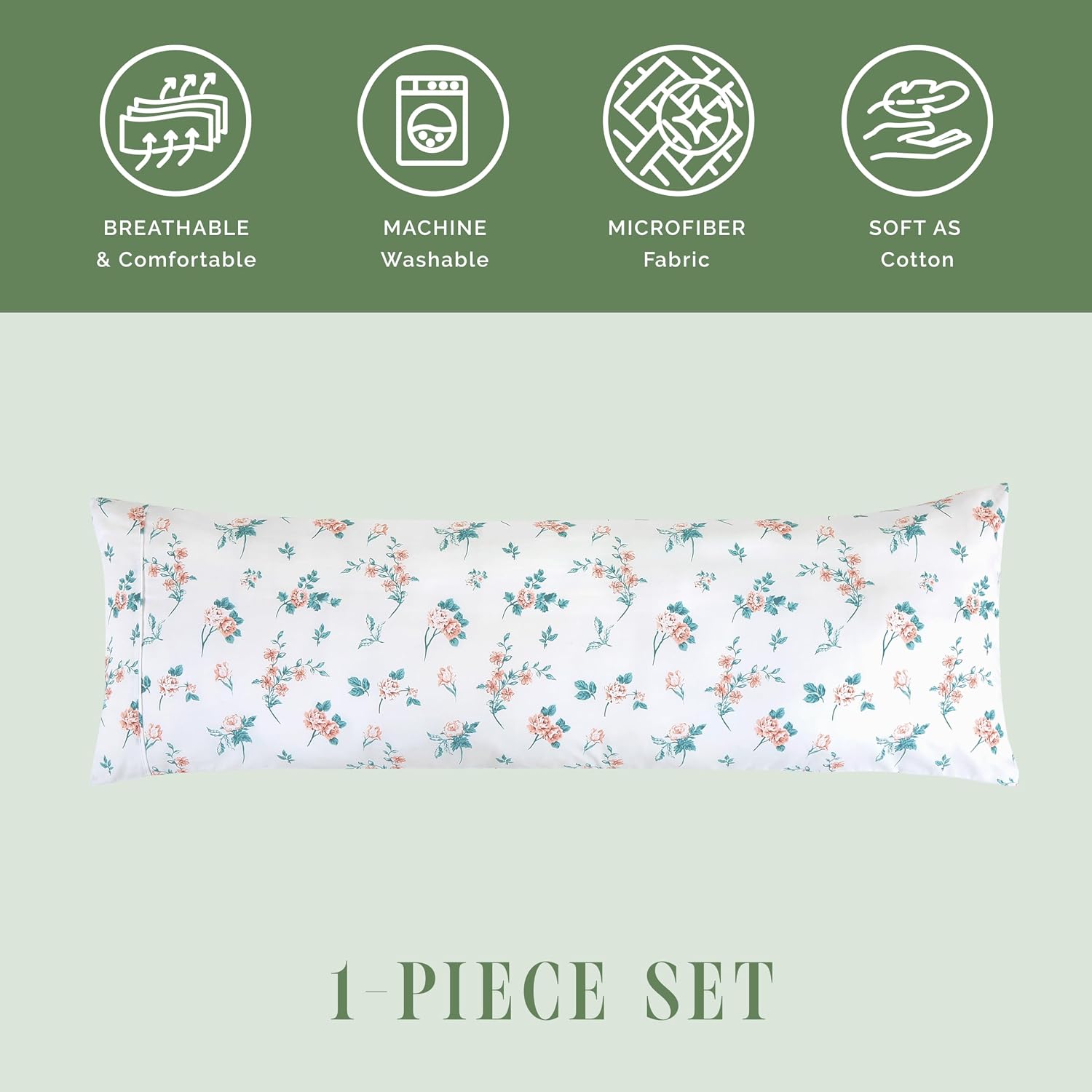 Elegantcomfort Elegant Comfort Ultra Soft 1-Piece Set Floral Print Pillowcases - 1500 Hotel Quality Microfiber, Soft and Smooth Hidden Zipp…