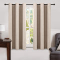 Miulee Linen Texture Curtains Soild 100% Blackout Thermal Insulated Natural Beige Curtains Grommet Room Darkening Drapes for Living Room Be…