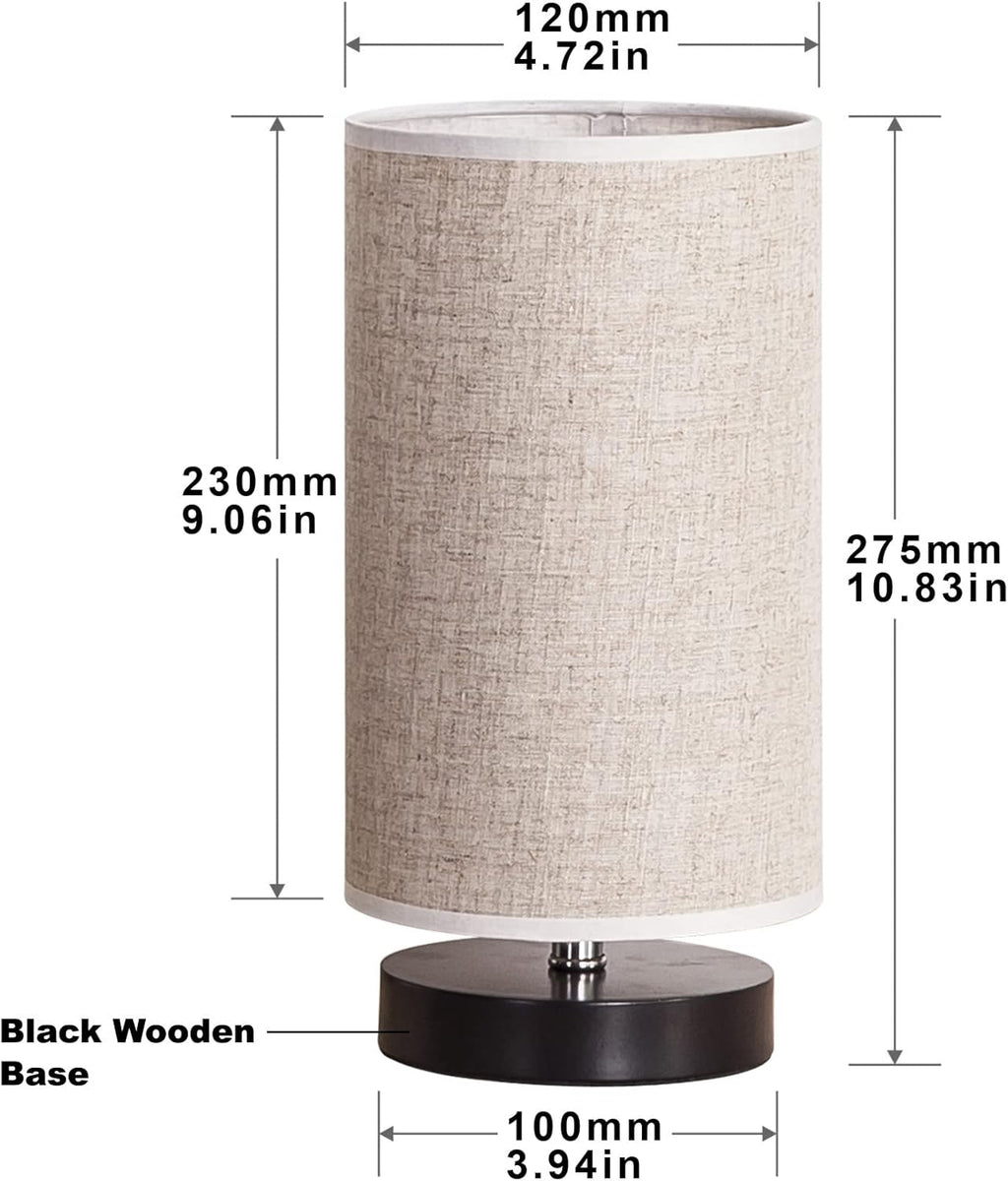 lifeholder Table Lamp, Bedside Nightstand Lamp, Simple Desk Lamp, Fabric Wooden Table Lamp for Bedroom Living Room Office Study, Cylinder…