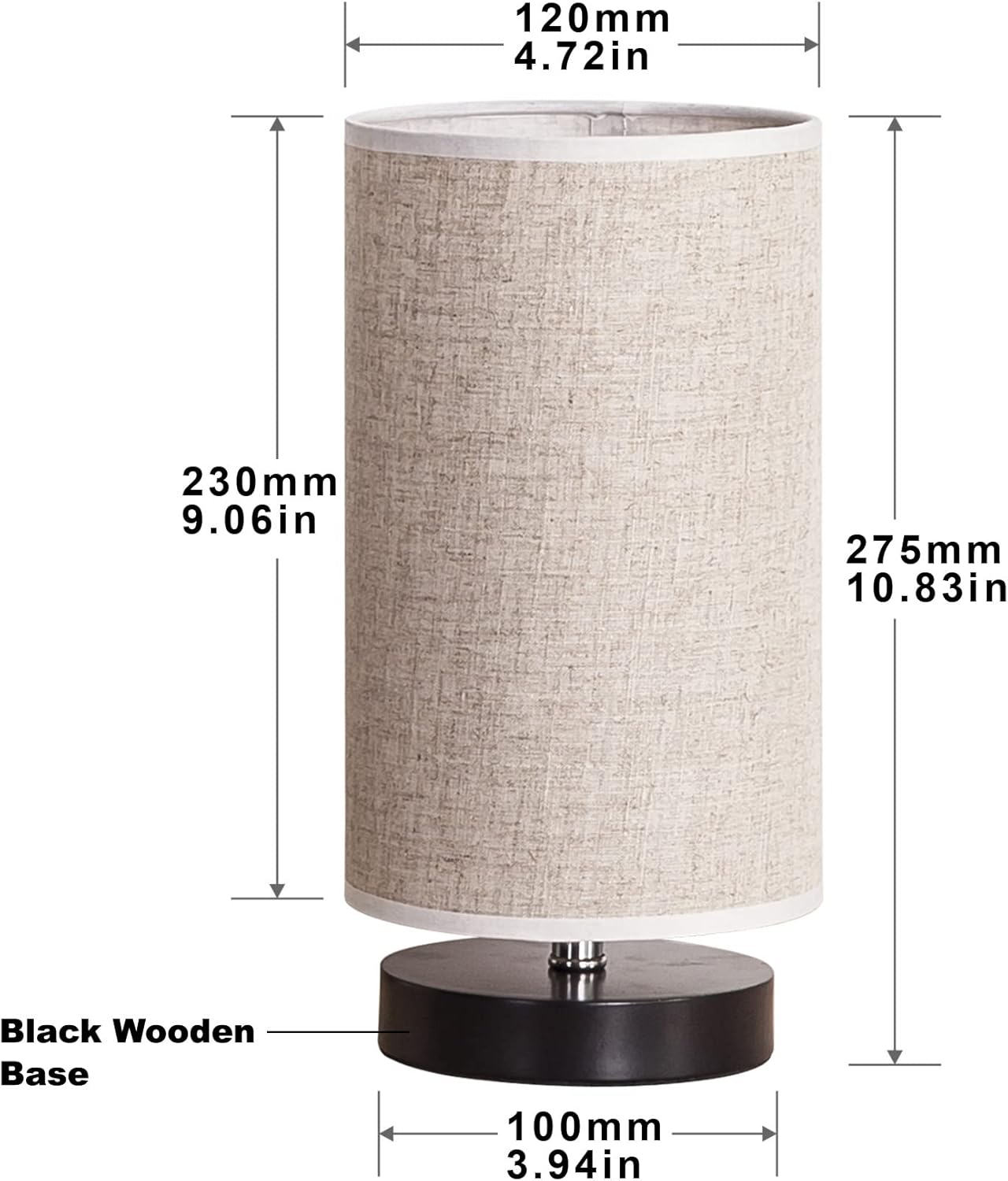lifeholder Table Lamp, Bedside Nightstand Lamp, Simple Desk Lamp, Fabric Wooden Table Lamp for Bedroom Living Room Office Study, Cylinder…