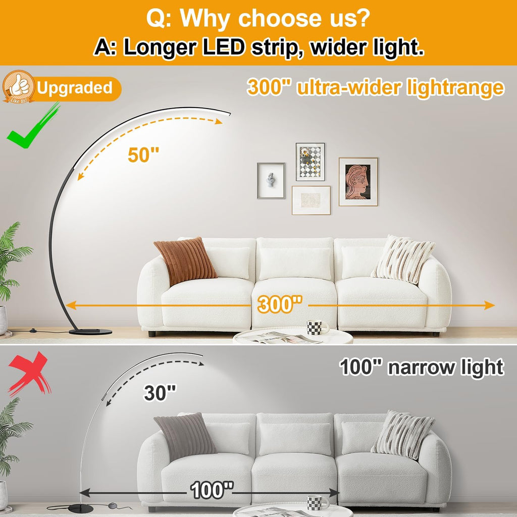 Dimmable LED Lamps for Living Room with 3 Color Temperatures, Ultra Bright 2000LM Arc Floor Lamps, Modern Standing Tall Lamp with Remote…