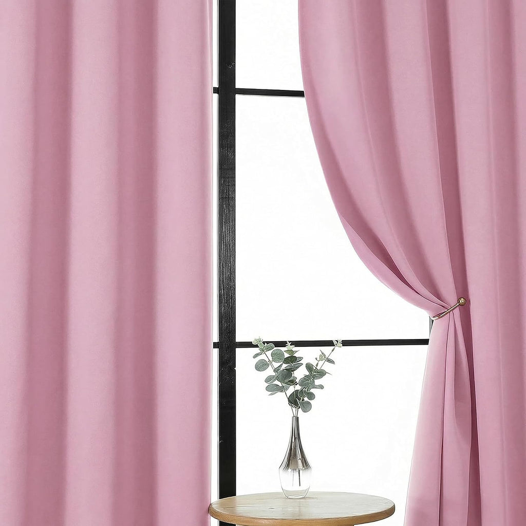 Gwine Pink Blackout Curtains for Bedroom 54 Inches Long - Thermal Insulated Noise Reducing Window Curtain Panels, Solid Room Darkening…