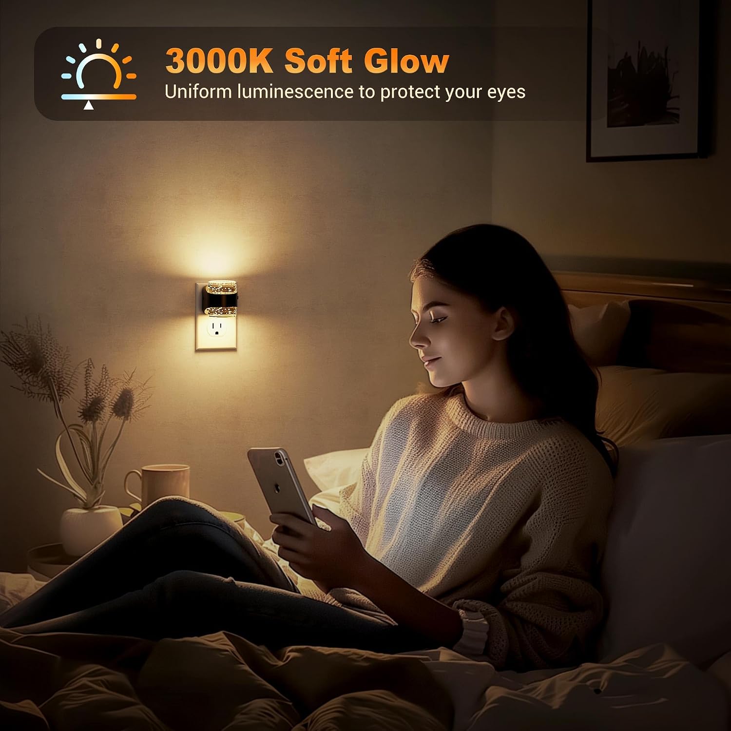 JandCase LED Night Light, Bubble Night Lights Plug into Wall, [4 Pack] Night Light 3000K/4000K/5000K & 3 Brightness Levels, Dimmable…