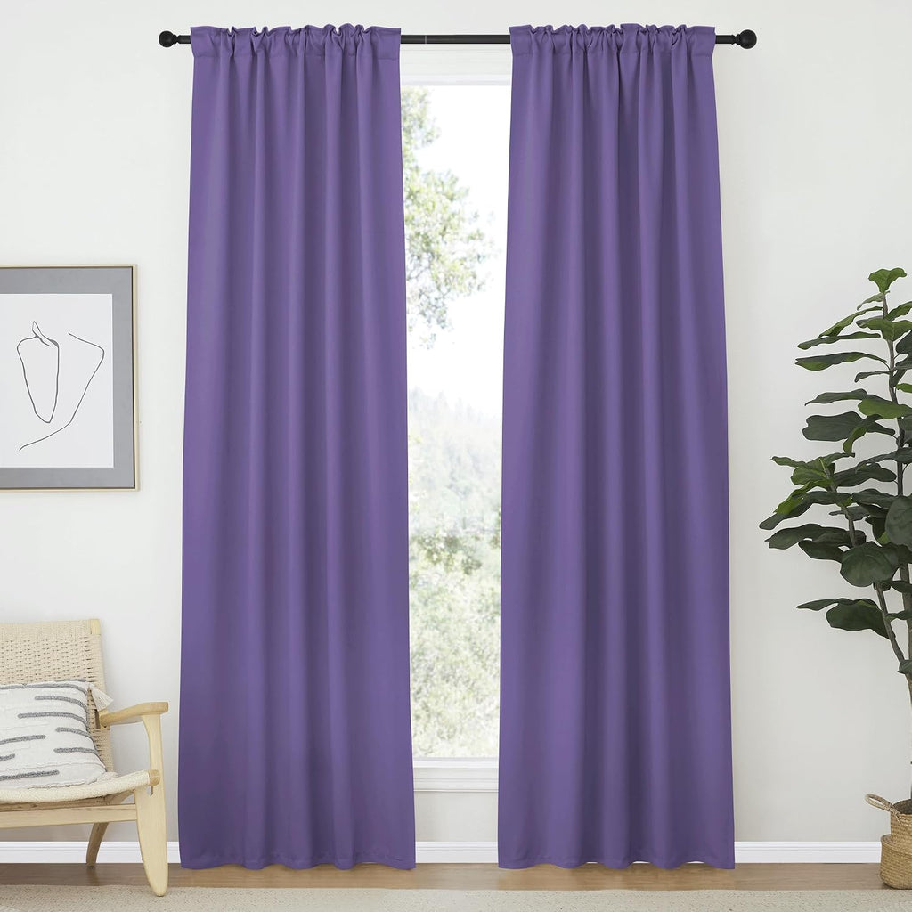 Nicetown Living Room Darkening Curtains - (Lilac Color) W42 x L70, Set of 2, Home Decor Room Darkening Thermal Insulated Drapery Panels for…