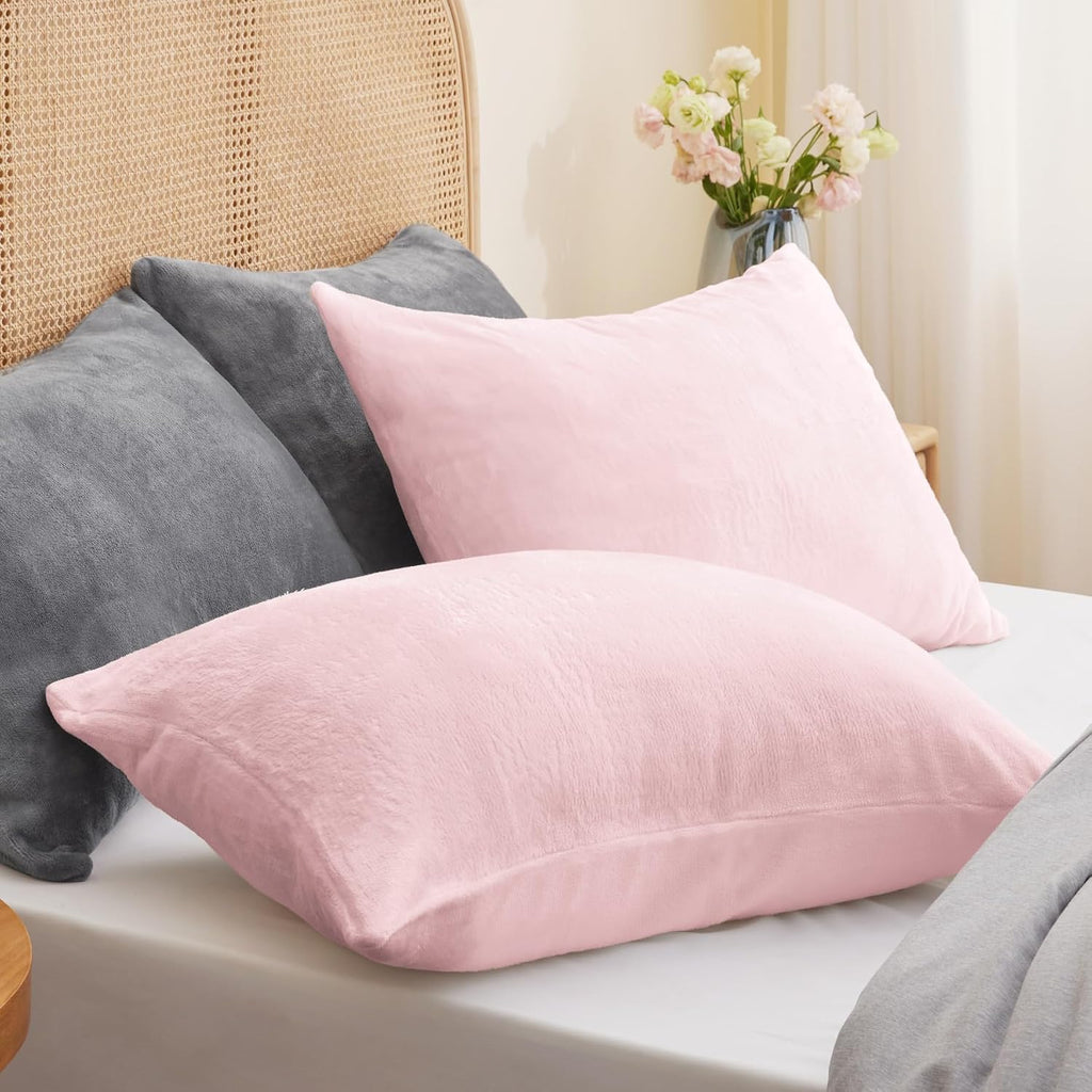 Bedelite Flannel King Size Pillow Cases Set of 2, Super Soft Fleece Pillowcases with Zipper for Bedroom, Sofa, Couch, Luxury Cozy Fuzzy Velv…