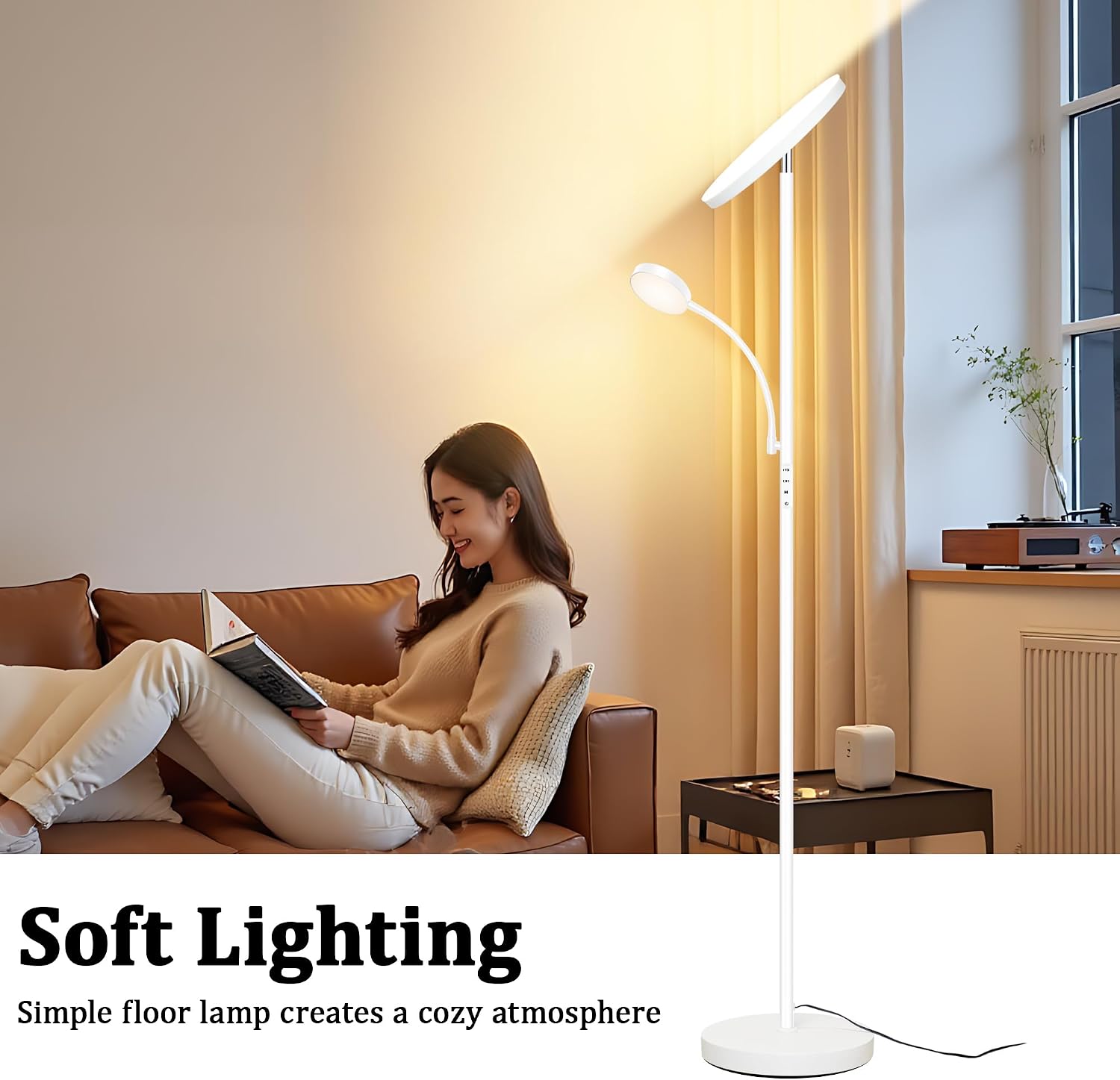 Aulaiyi Floor Lamp-42W/4200LM Super Bright Floor Lamp, Dimmable 2-in-1 LED Floor Lamp for Bedroom, Torchiere Floor Lamps with Remote & Touch…