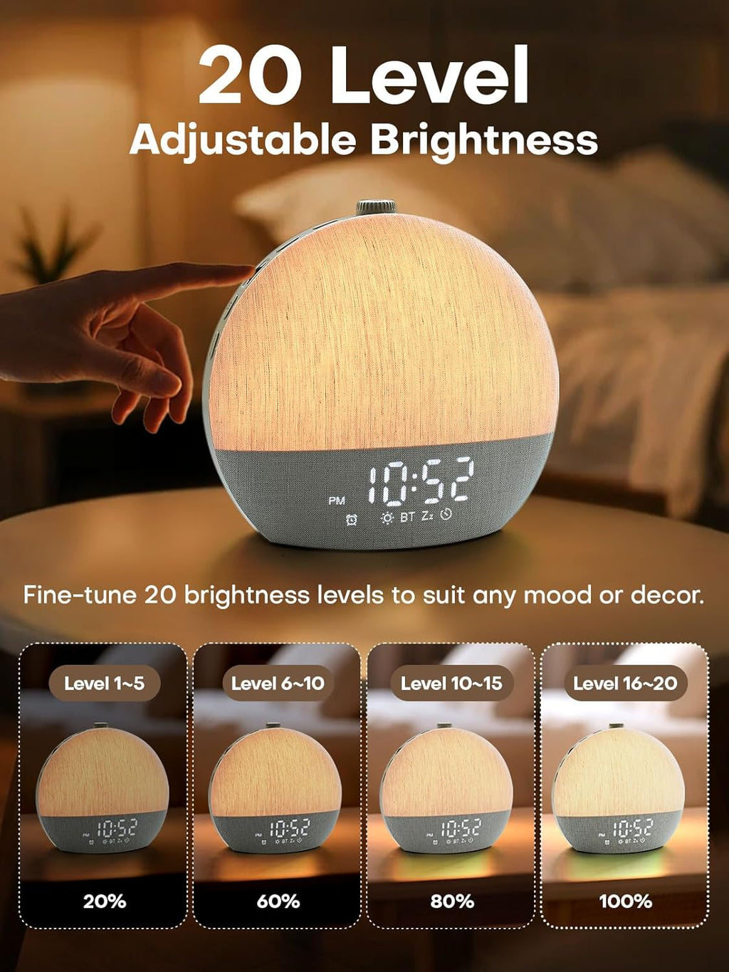 Sunrise Alarm Clock, White Noise Sound Machine, Sunlight Alarm Clocks for Bedrooms, 9 Natural Wake Up RGB Night Light, 30 Soothing Sounds…