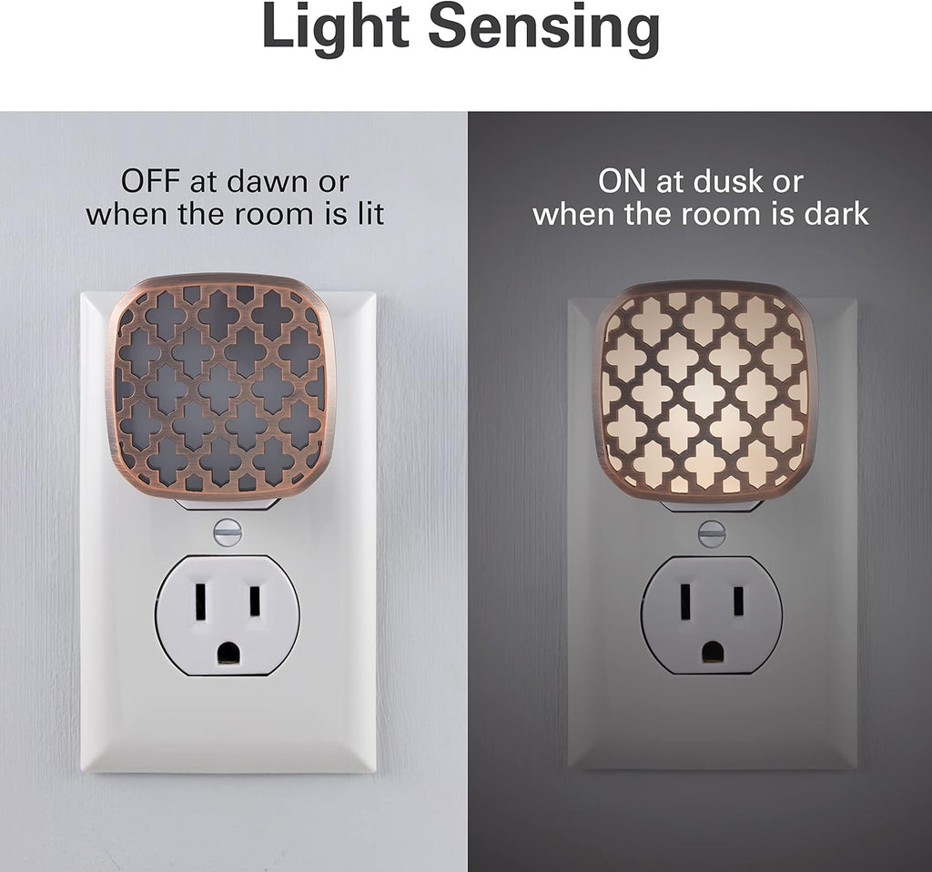Lights by Night Decorative LED Night Light, Oil-Rubbed Bronze Moroccan Design, Plug-in, Dusk to Dawn Sensor, UL-Certified, Home Decor…