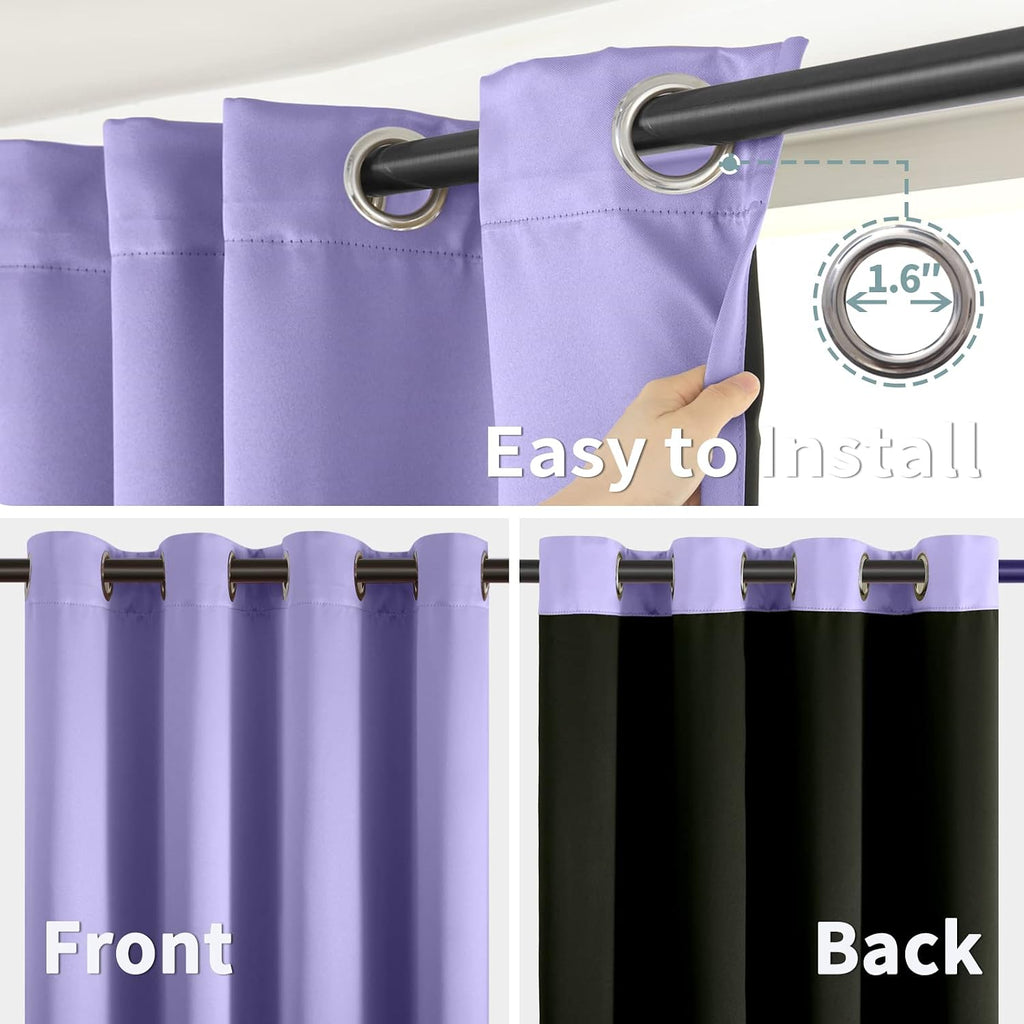 BGment Thermal Insulated 100% Blackout Curtains for Bedroom with Black Liner, Double Layer Full Room Darkening Noise Reducing Grommet Curta…