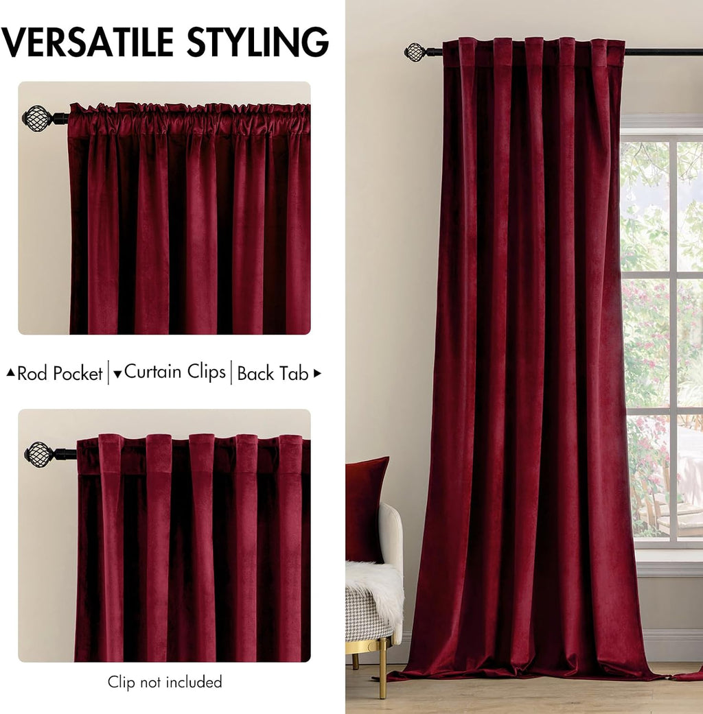 Miulee Velvet Curtains 96 inches 2 Panels - Luxury Blackout Curtains for Bedroom Living Room Thermal Insulated Super Soft Christmas Window…