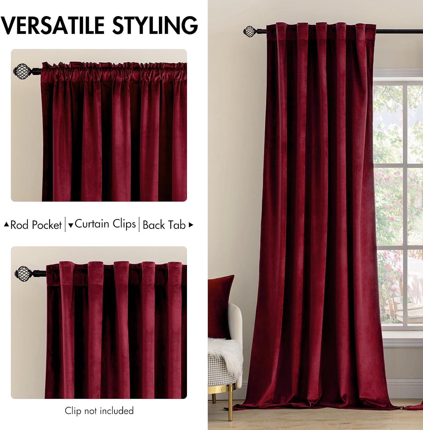 Miulee Velvet Curtains 96 inches 2 Panels - Luxury Blackout Curtains for Bedroom Living Room Thermal Insulated Super Soft Christmas Window…