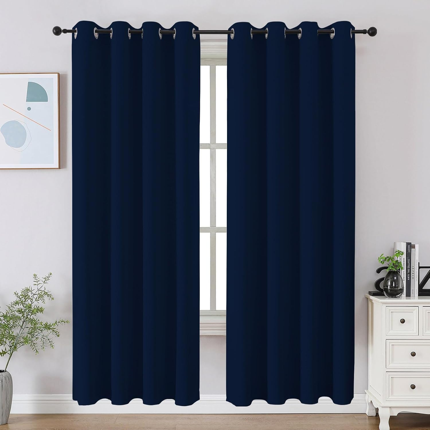 Cucraf Navy Blue Blackout Curtains 72 inch Length 2 Panels Set, Room Darkening Drapes for Living Room Bedroom, Thermal Insulated Light Bloc…