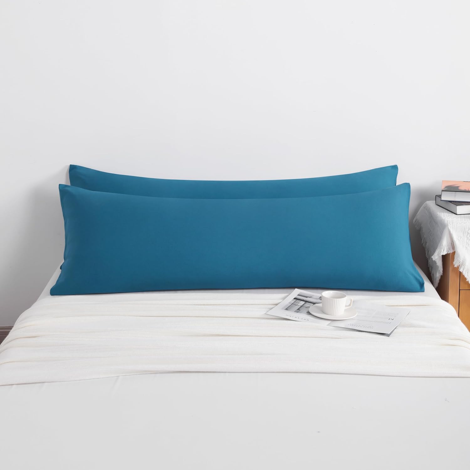 Ntbay Body Pillow Cases Set of 2, 2 Pack Brushed Microfiber 20x54 Pillow Cases, Soft, Wrinkle, Fade, Stain Resistant Teal Blue Pillow Cases…